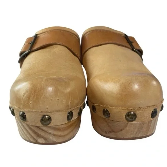 Free People Shoes Culver City Clogs Leather Camel Tan Boho Hippie Sz. 40 / 9-9.5 - Picture 8 of 15